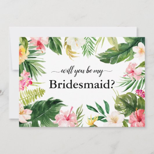 Tropische Floral Leaves zal je mijn Bridesmaid zij Kaart (Voorkant)