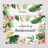 Tropische Floral Leaves zal je mijn Bridesmaid zij Kaart (Voorkant / Achterkant)