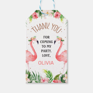 Tropische Floral Let's Flamingle Flamingo Birthday Cadeaulabel