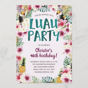 Tropische Floral Luau Birthday Party Kaart