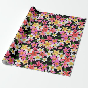 Tropische Floral op zwart Cadeaupapier