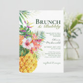Tropische Floral Pineapple Brunch & Bubble Kaart (Staand voorkant)