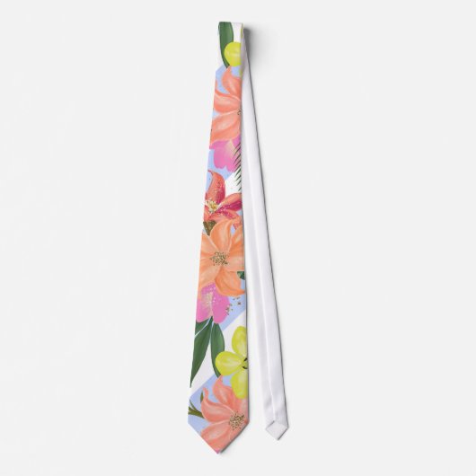 Tropische Floral Print Necktie Stropdas (Voorkant)