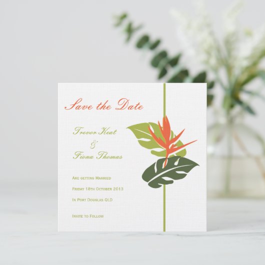 Tropische Floral sla de datum op Save The Date (Staand voorkant)