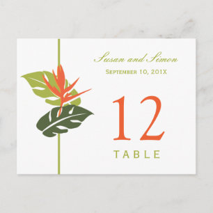 Tropische Floral Table Number Card Groen en Oran Briefkaart