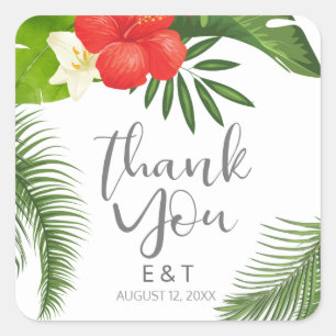 Tropische Floral Wedding Bedankt ID475 Vierkante Sticker