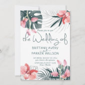 Tropische Floral Wedding Kaart (Voorkant)