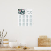 Tropische Floral Wedding Table Seating Poster (Keuken)