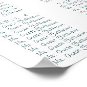 Tropische Floral Wedding Table Seating Poster (Hoek)