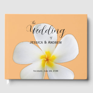 Tropische Floral, White Plumeria Oranje, bruiloft Gastenboek