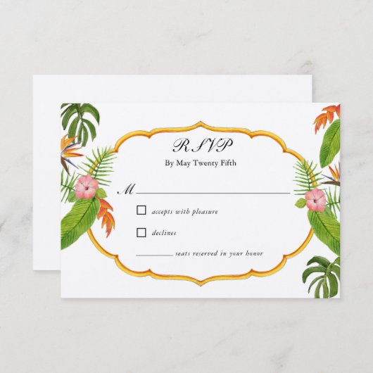 Tropische Florals Wedding RSVP (Voorkant / Achterkant)