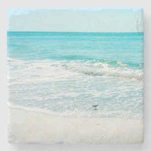 Tropische Florida Beach Sand Ocean Waves Sandpiper Stenen Onderzetter