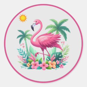 Tropische/Florida roze flamingo Ronde Sticker