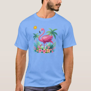 Tropische/Florida roze flamingo T-shirt