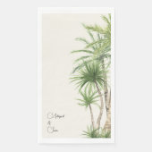 Tropische Foliage Cream Script Namen Bruiloft Servet (Voorkant)