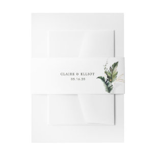 Tropische Foliage Waterverf Bruiloft Uitnodigingen Wikkel