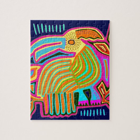 Tropische Folk Art Parrot Legpuzzel (Verticaal)