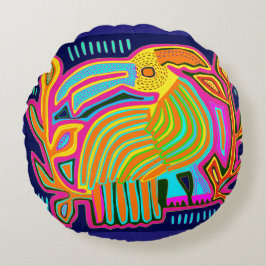 Tropische Folk Art Parrot Rond Kussen