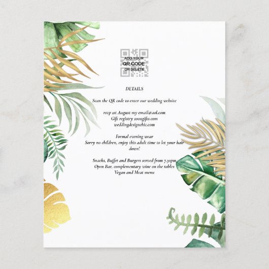 Tropische foto-overlay All-in-1 QR-code Huwelijk (Achterkant)