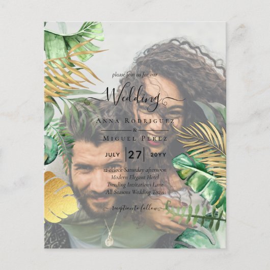 Tropische foto-overlay All-in-1 QR-code Huwelijk (Voorkant)