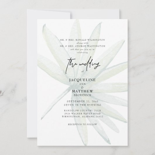 Tropische Frond Beide Ouders Bruiloft Uitnodiging (Voorkant)