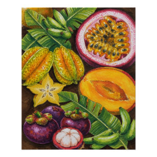Tropische Fruit Kunst Exotische Keuken Decor Perfect Poster