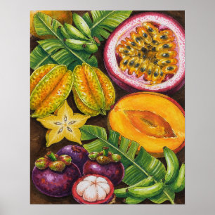 Tropische Fruit Kunst Exotische Keuken Decor Poster