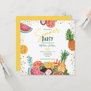 Tropische Fruit Zomerfeest Uitnodiging