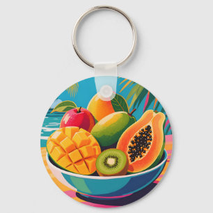 Tropische Fruitkom Illustratie Sleutelhanger