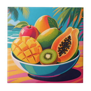 Tropische Fruitkom Illustratie Tegeltje