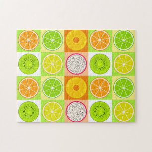 Tropische Fruitplakken, Citrus, Kiwi & Pitaya Legpuzzel