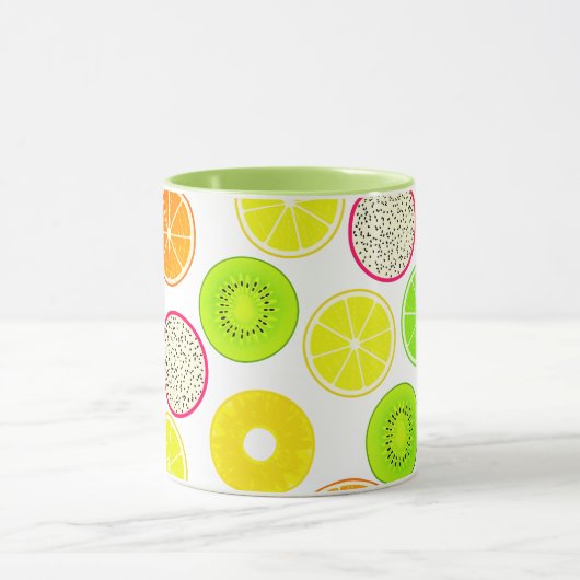 Tropische fruitstokjes, Citrus, Kiwi en Dragonfrui Mok (Midden)
