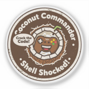 Tropische Gaming Humor "Crack de Code!" Kokosnoot Sticker