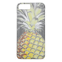 Tropische gele ananas op grijs
