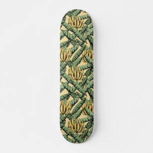 Tropische gele bananen en bladeren zwart skateboard