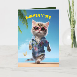 Tropische Getaway Kitten Bedankkaart
