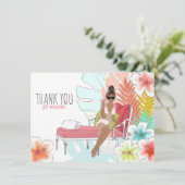 Tropische Glitter Bachelorette Party Afrikaanse Br Bedankkaart (Staand voorkant)