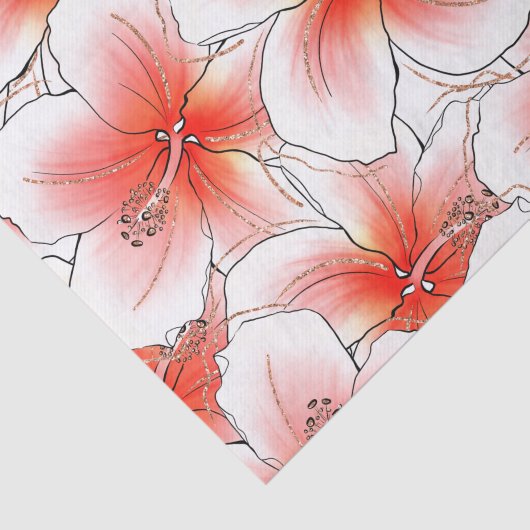 Tropische glitter Hibiscus Hawaïaans Tissuepapier (Detail)