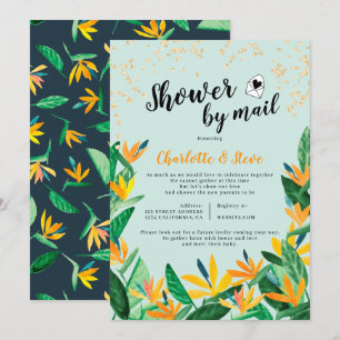 Tropische glitter waterverf baby shower per post kaart