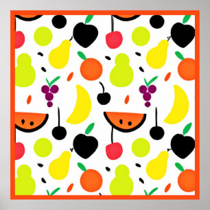 Tropische Gloeiende Neon Fruitpatroon Poster