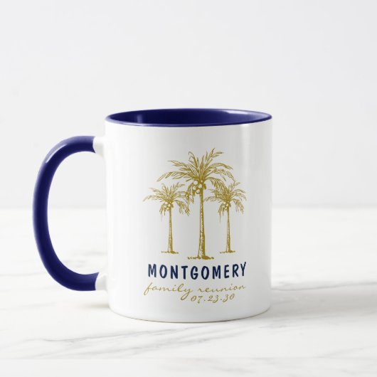 Tropische Gold Palm Trees Custom Family Reunion Mok (Links)