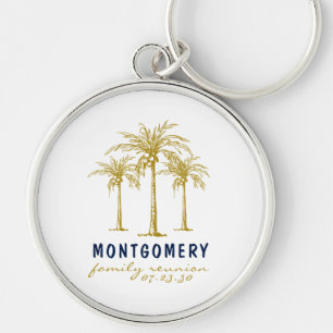 Tropische Gold Palm Trees Custom Family Reunion Sleutelhanger