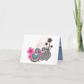 Tropische golven en roze hibiscus huwelijksdankjew bedankkaart (Achterkant)