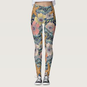 tropische golven navy leggings