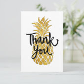 tropische gouden ananas dank je script bedankkaart (Staand voorkant)
