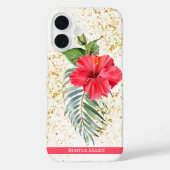 Tropische Gouden Bloemsparkels Case-Mate iPhone Case (Achterkant)