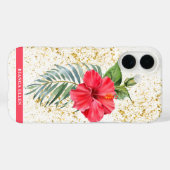 Tropische Gouden Bloemsparkels Case-Mate iPhone Case (Achterkant (horizontaal))