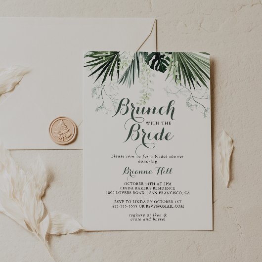 Tropische Greenery Brunch met bride Shower Kaart