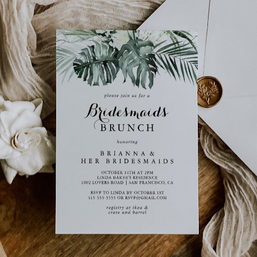 Tropische Greenery Brunch met bride Shower Kaart