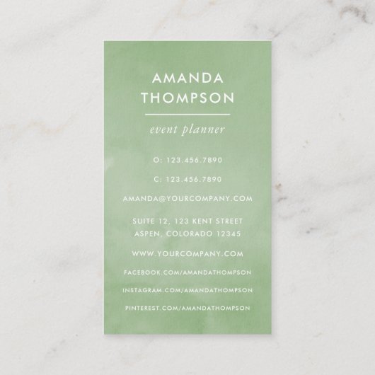 Tropische Greenery Foliage Visitekaartje (Achterkant)